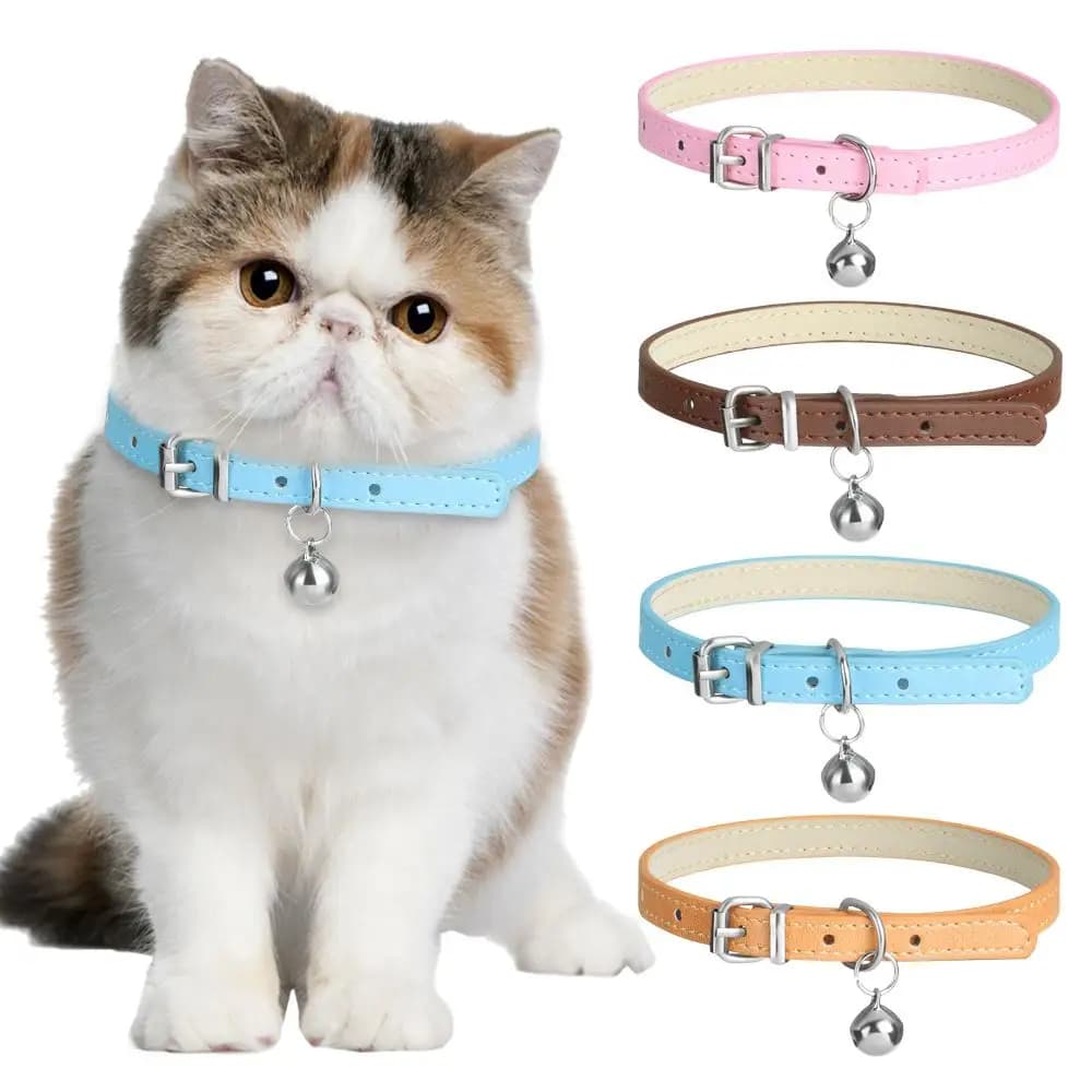 Collare per gatti regolabile in morbida pelle staccabile campana per cuccioli collare per cani collane per cuccioli di gattino collari per Chihuahua