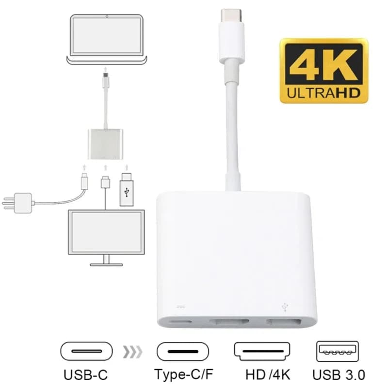 Adattatore Av digitale USB-C Thunderbolt Display HD da 3/4 a 4K PD con porta di ricarica rapida Docking station per laptop hub USB3.1 OTG 3in1