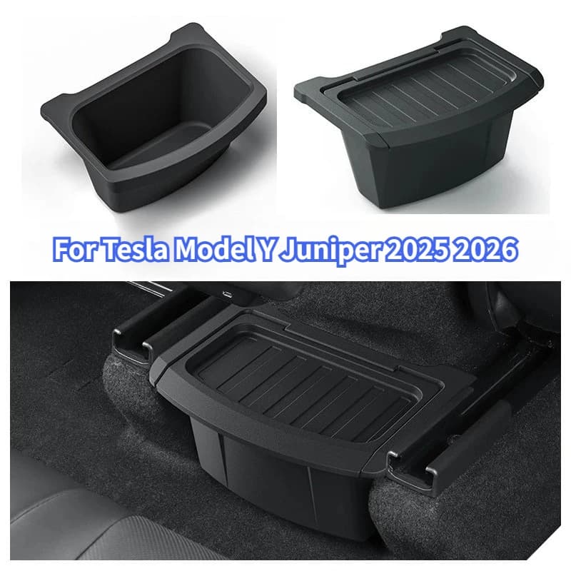 TPE Rear Seat Storage Box for Tesla Model Y Juniper 2025 2026-UP Organizer Center Console Bins Backseat Garbage Car Accessories