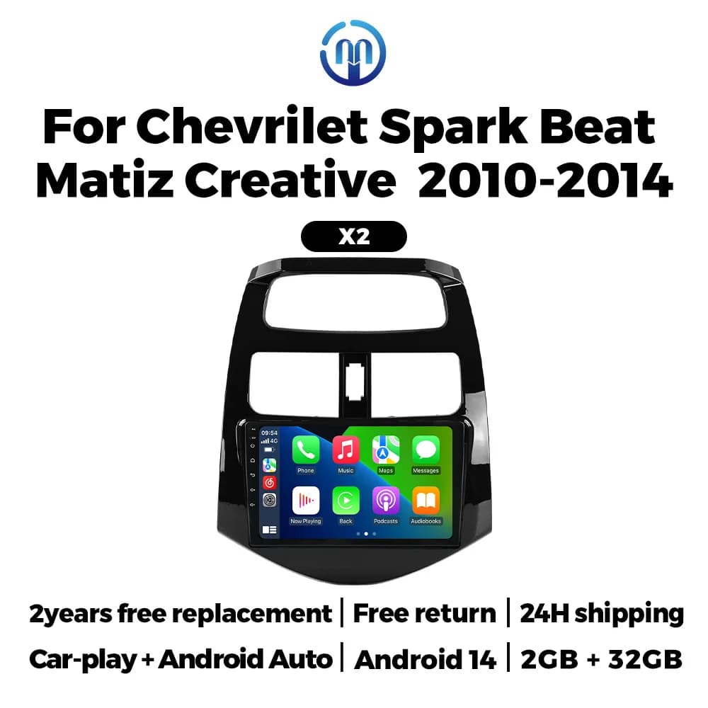 Nuovo Autoradio 2026 con Carplay e Android Auto per Chevrolet Spark Beat Matiz Creative 2010 - 2014, Lettore Multimediale per Auto con GPS e Stereo RDS
