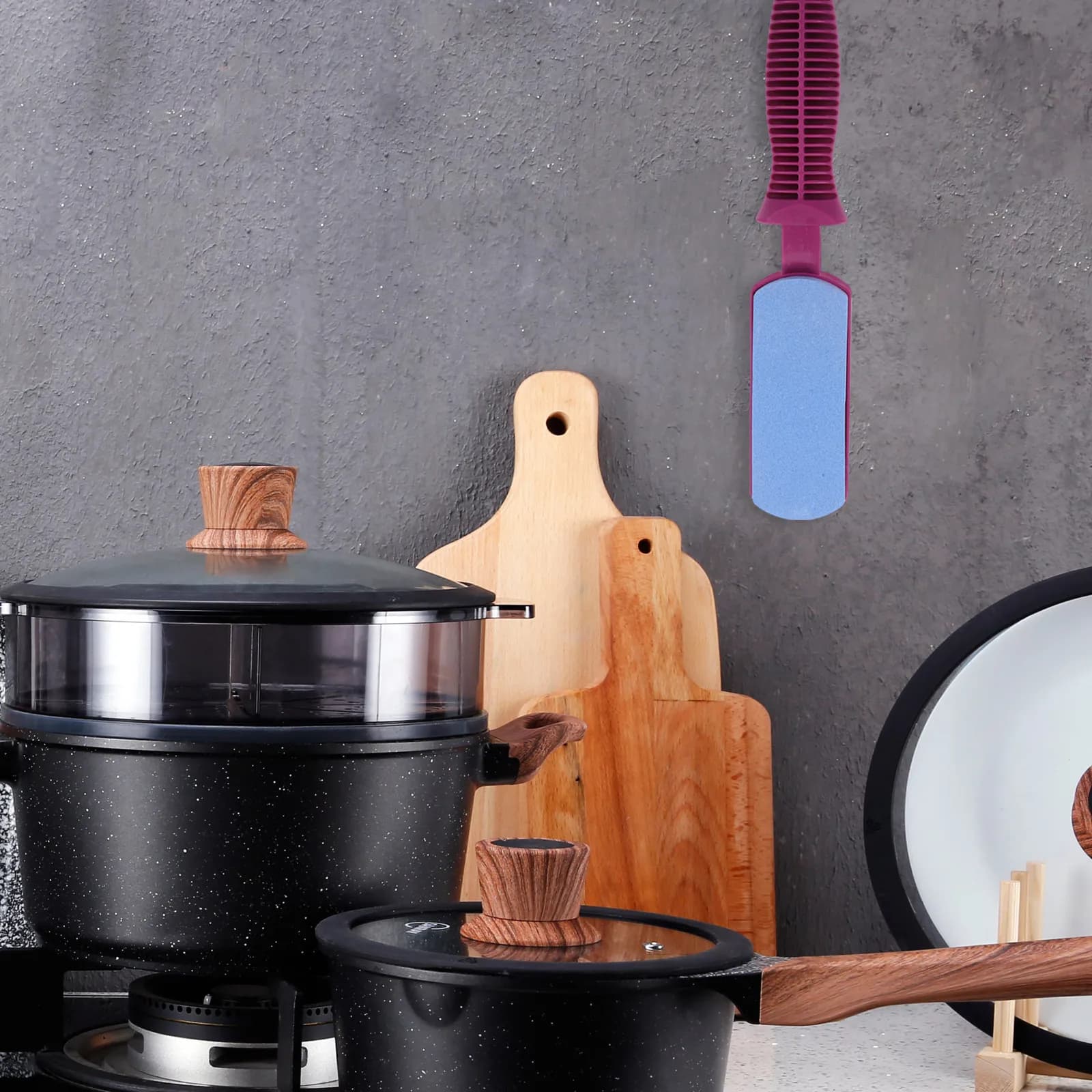 Pietra per Affilare in Corindone Resistente con Manico Ergonomico Lungo, Pietra per Affilare per Coltelli, Forbici e Utensili da Cucina