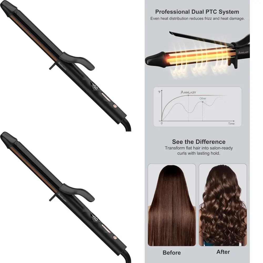 Titanium Ceramic Wall Tile Iron with 8 Heat and LED Display Settings for All Hair Types