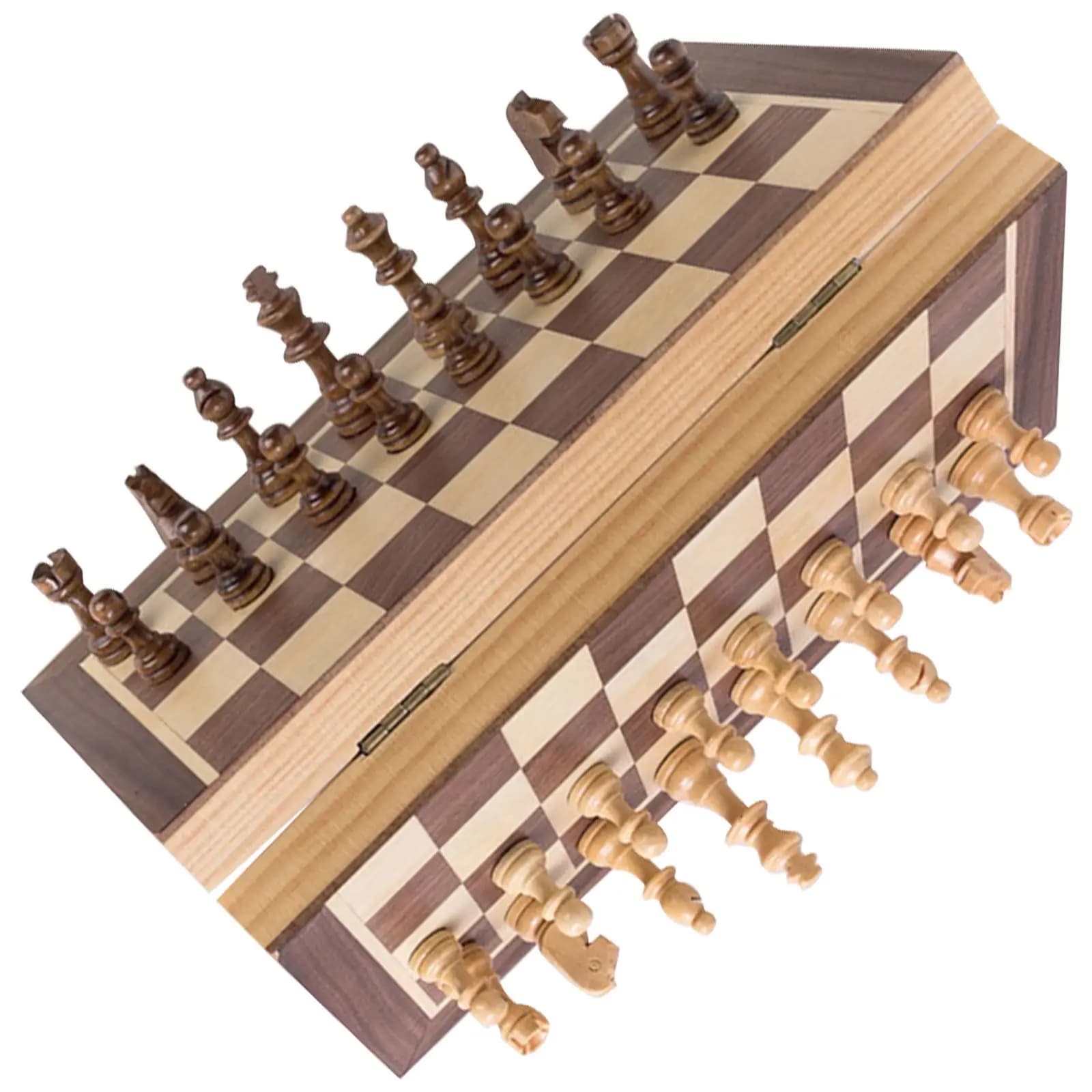 Scacchiera Pieghevole in Legno 40Cm, Set Portatile, Gioco Educativo per Adulti, Scacchi Internazionali