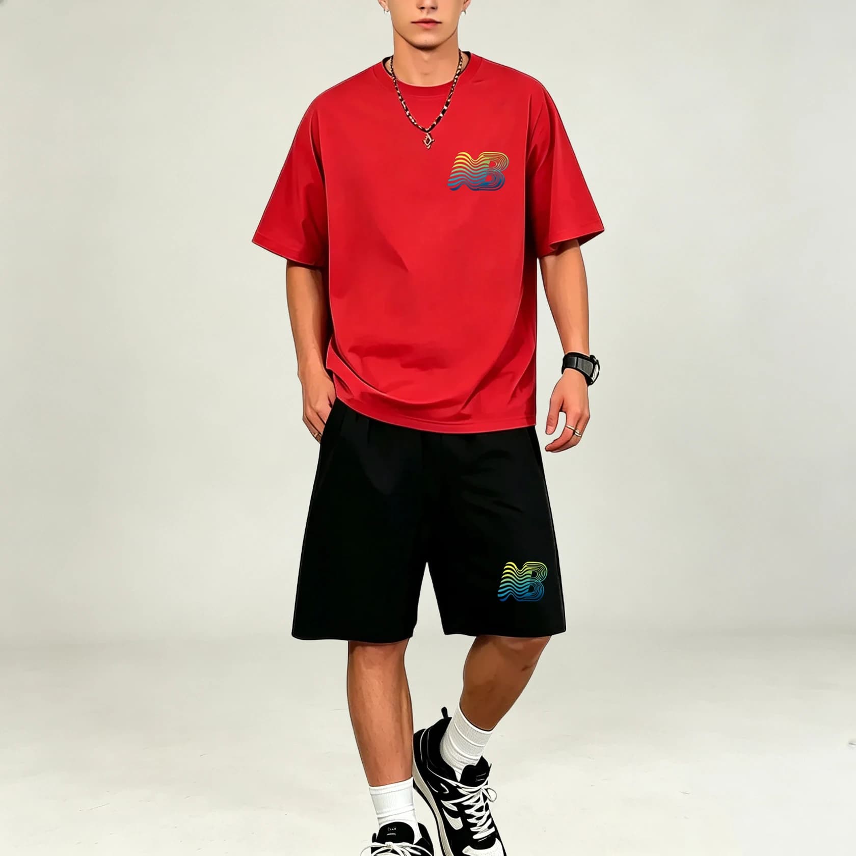 Hot‑selling Daily Men T‑Shirts Sets O‑Neck Short‑sleeve T‑Shirts Loose‑fit Shorts Sets Fashion Casual Athletic Outfits For Males