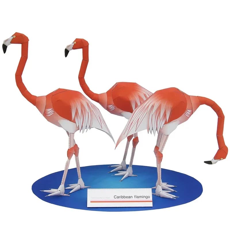 Caribbean Flamingo Folding Three Bird Origami Art Mini Cute 3D Paper Model Papercraft Animal DIY Kids Adult Craft Toys QD-110