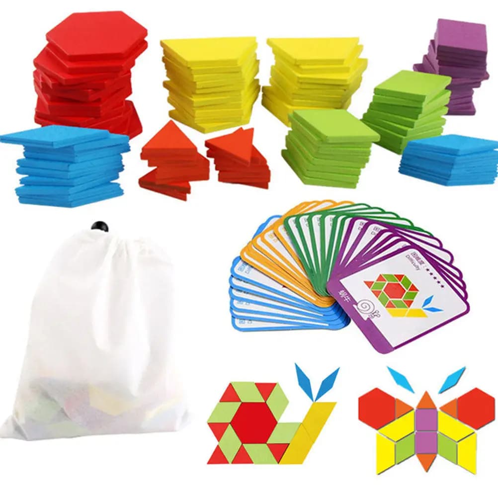 Set Educativo di 155 Pezzi Puzzle Geometrico in Legno per Bambini, Differenziazione dei Colori, Coordinazione Occhio-Mano