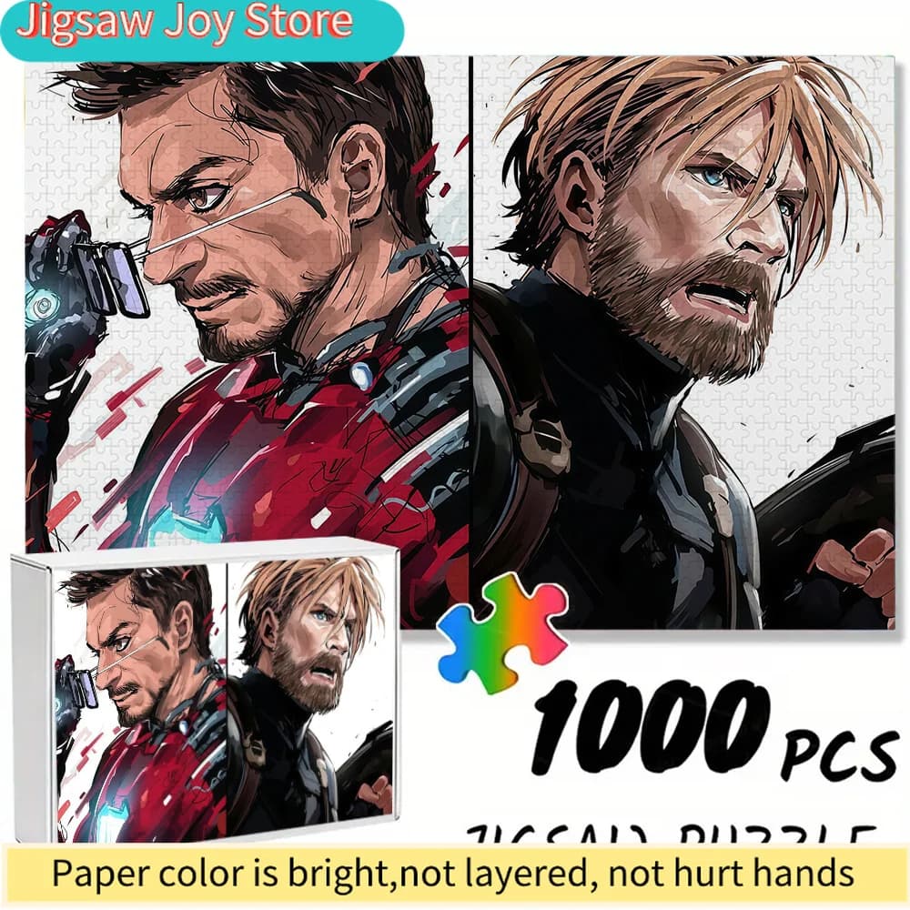 Puzzle Senza Cuciture a Tema Marvel Z10.18-40, Iron Man e Thor - Puzzle Fai-da-Te Resistente e Spesso, Rompicapo per Adulti
