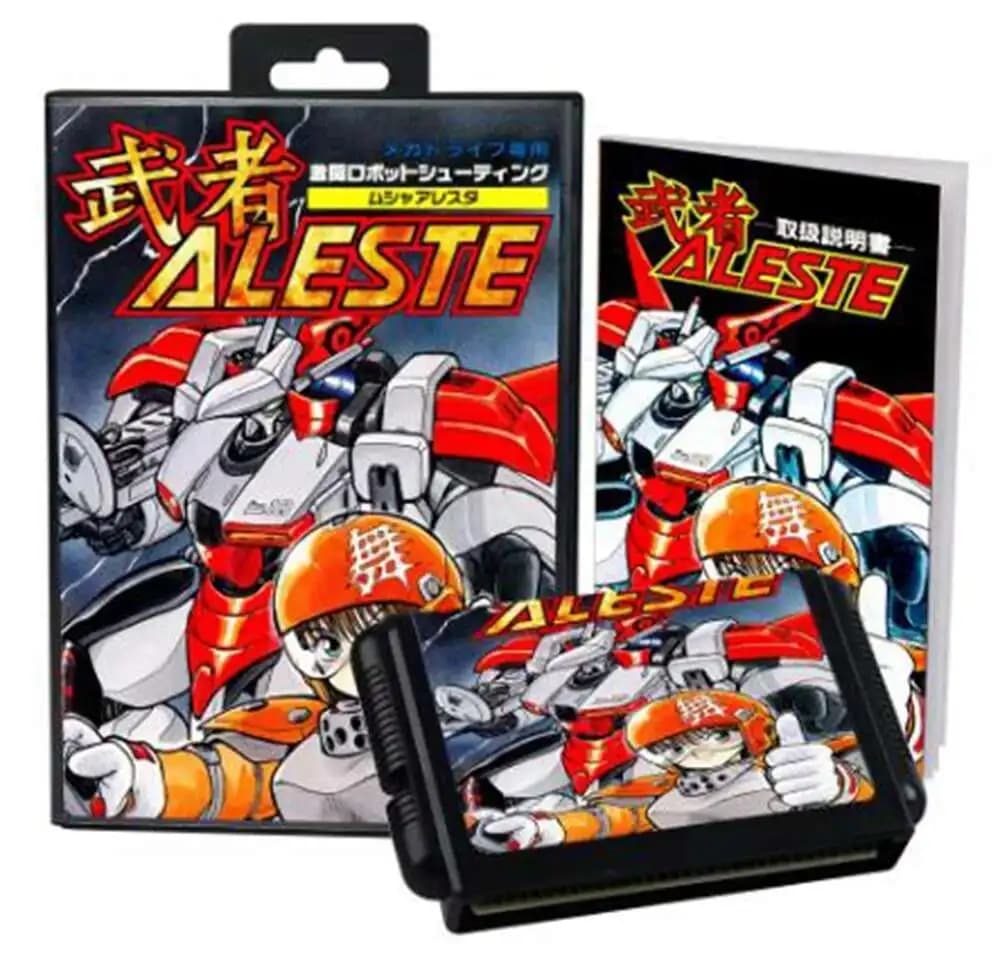 Aleste con scatola e manuale per cartuccia di gioco Sega MD a 16 bit Sistema Megadrive Genesis