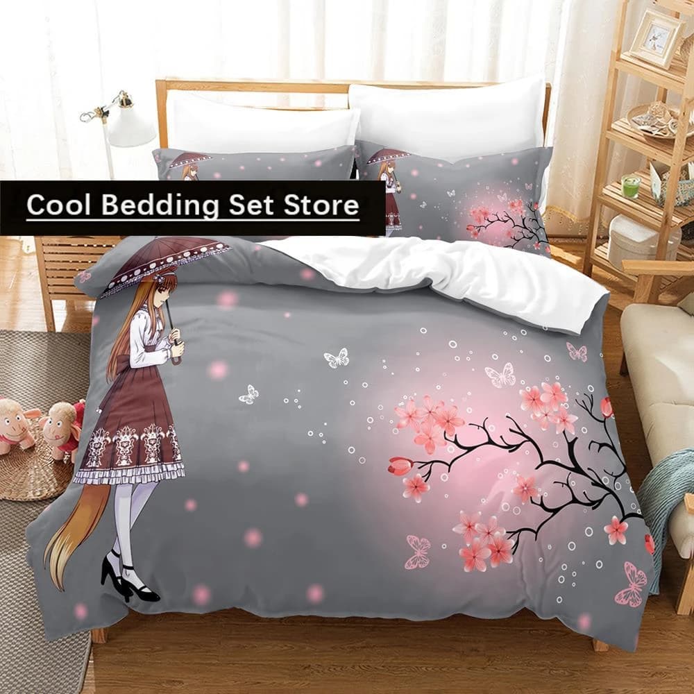 Set biancheria da letto Spice and Wolf Set letto singolo doppio completo Queen King Size Set copripiumino per camera da letto per bambini adulti Stampa 3D Anime 2022