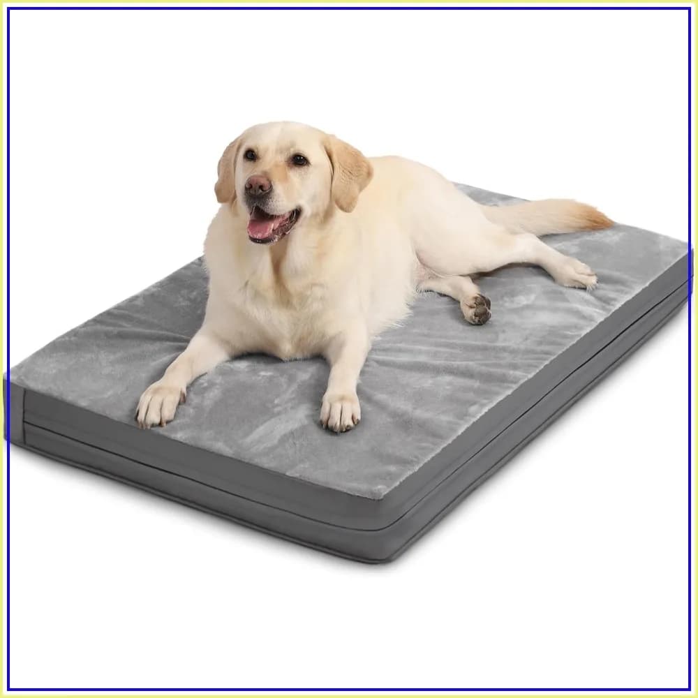 XXL Dog Bed Large 48 inch Washable Orthopedic Foam Pet Bed with Removable Cover Reversible Faux Leather, Anti-Slip Kennel Pad for Indoor Outdoor, Gray 47x29