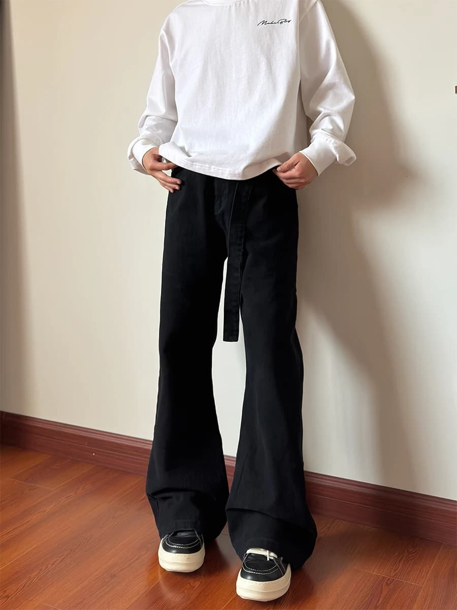 Jeans Unisex Stile Americano High Street con Vita Regolabile, Gamba Dritta e Taglio Pulito K715