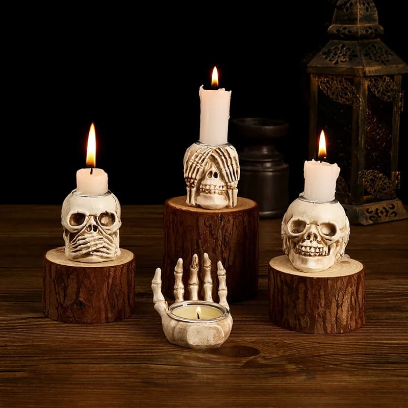 Bruciatore di incenso con teschio antico da 1 pezzo, candeliere con teschio di Halloween, decorazioni per la camera di Halloween gotiche, decorazioni per la casa, decorazioni per la camera