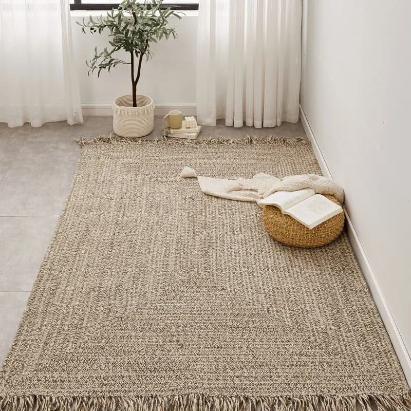 Hand Woven Wool Carpet Modern Nordic Simple Study Coffee Table Floor Mat Living Room Solid Color Carpets Bedroom Bedside Rug