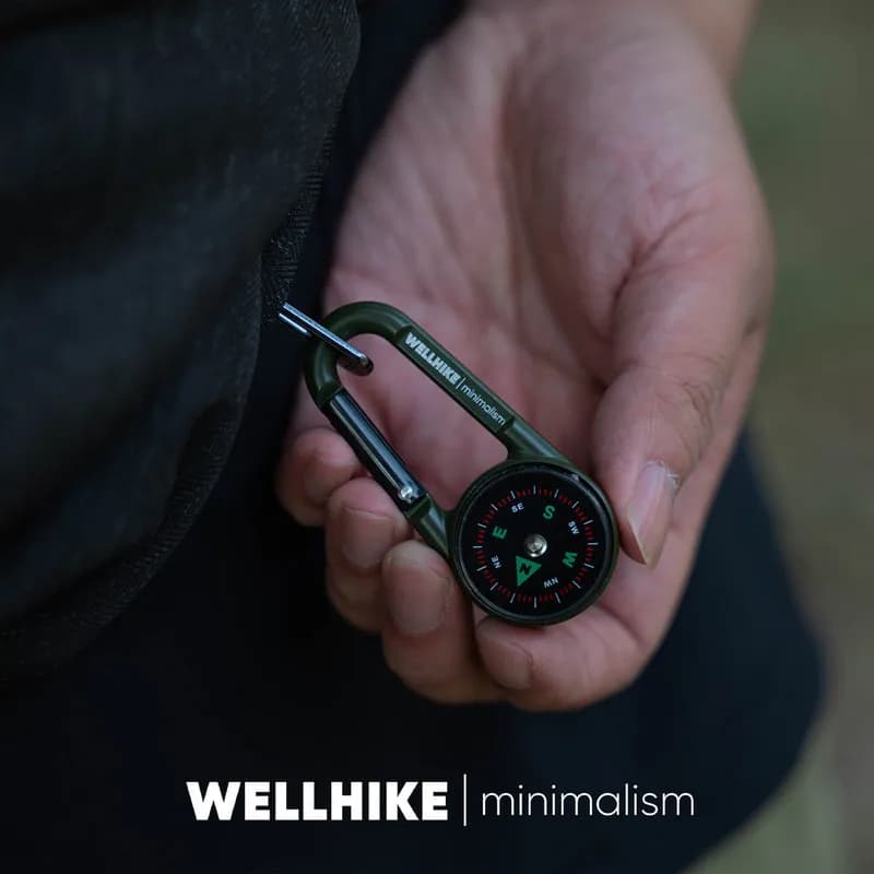 Bussola di Alta Precisione WELLHIKE con Termometro e Moschettone Portachiavi, Strumento EDC per Escursionismo, Campeggio, Arrampicata, Tenda, Tettoia, Zaino