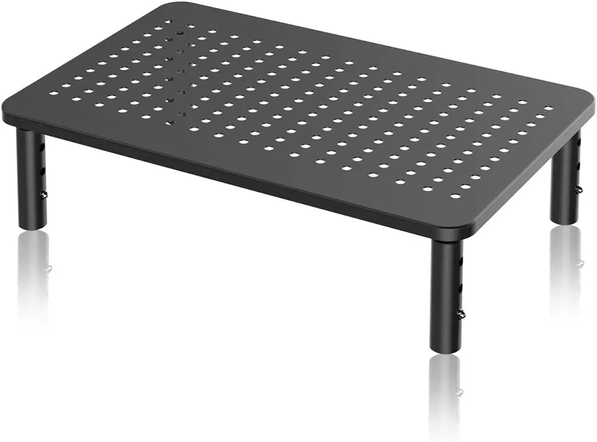 3 Height Adjustable Monitor Stand Riser, Vented Metal Laptop Riser for Desk, Fits Printer & Flat Screen TV, Black