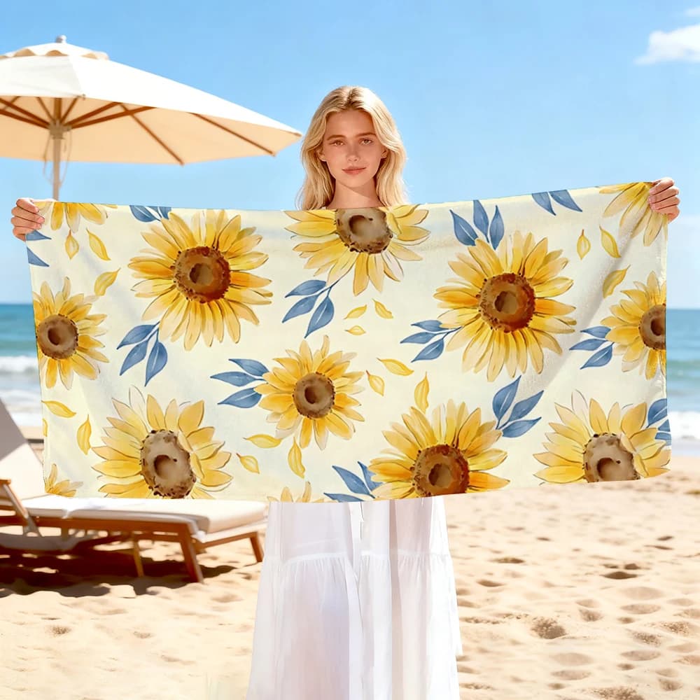 Asciugamano da spiaggia Sunflower Strawberrie Capibala, asciugamani da bagno per il corpo, sauna, viaggi, spa, accessori per il bagno, spiaggia, campeggio, picnic