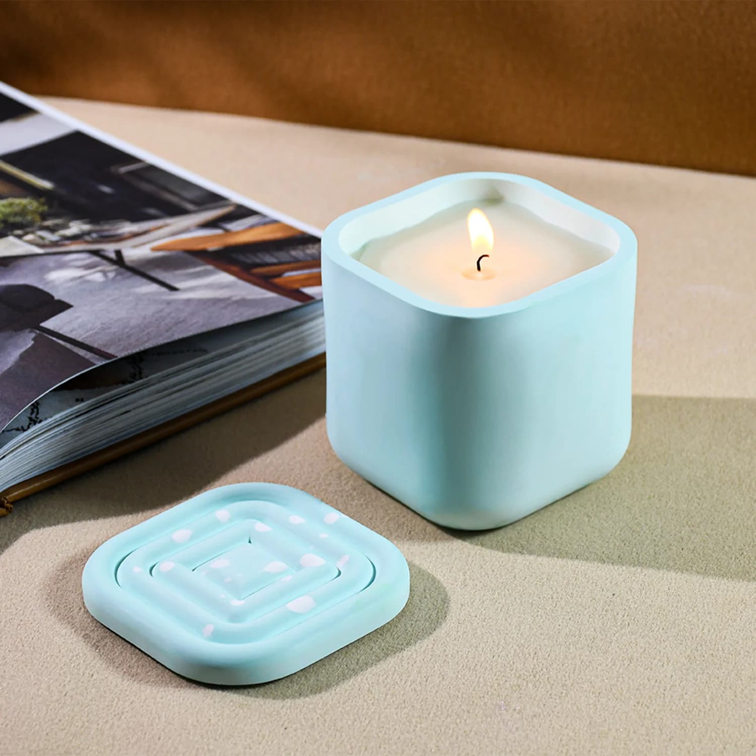 Stampo in Silicone per Scatola di Stoccaggio Circolare in Resina Epossidica Fai-da-Te, Stampo Universale per Candele Aromaterapiche e Gesso
