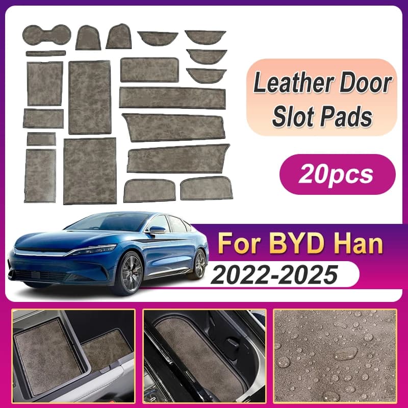 For BYD Han 2020-2025 2021 2022 2023 2024 DM-i EV Auto Leather Anti-slip Cup Zerbino Cup Protection Gate Slot Pad Protector Zerbino