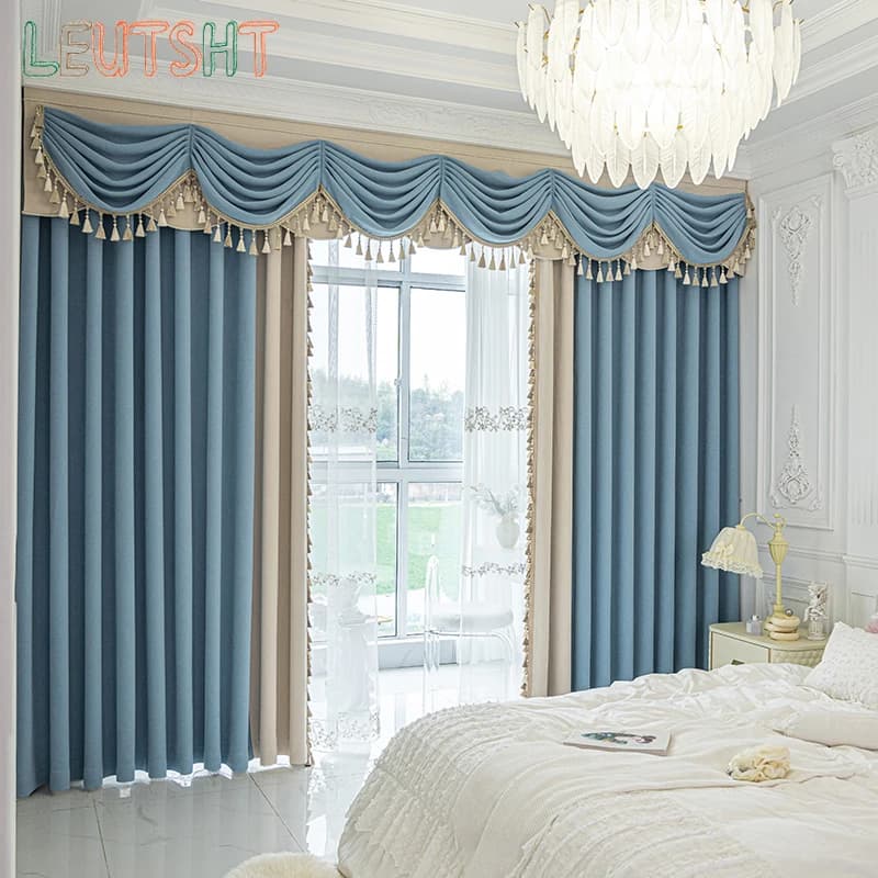 Custom Size French Light Luxury High-shading Bedroom Curtains Simple Living Room Wedding Decoration Curtain Partition Door