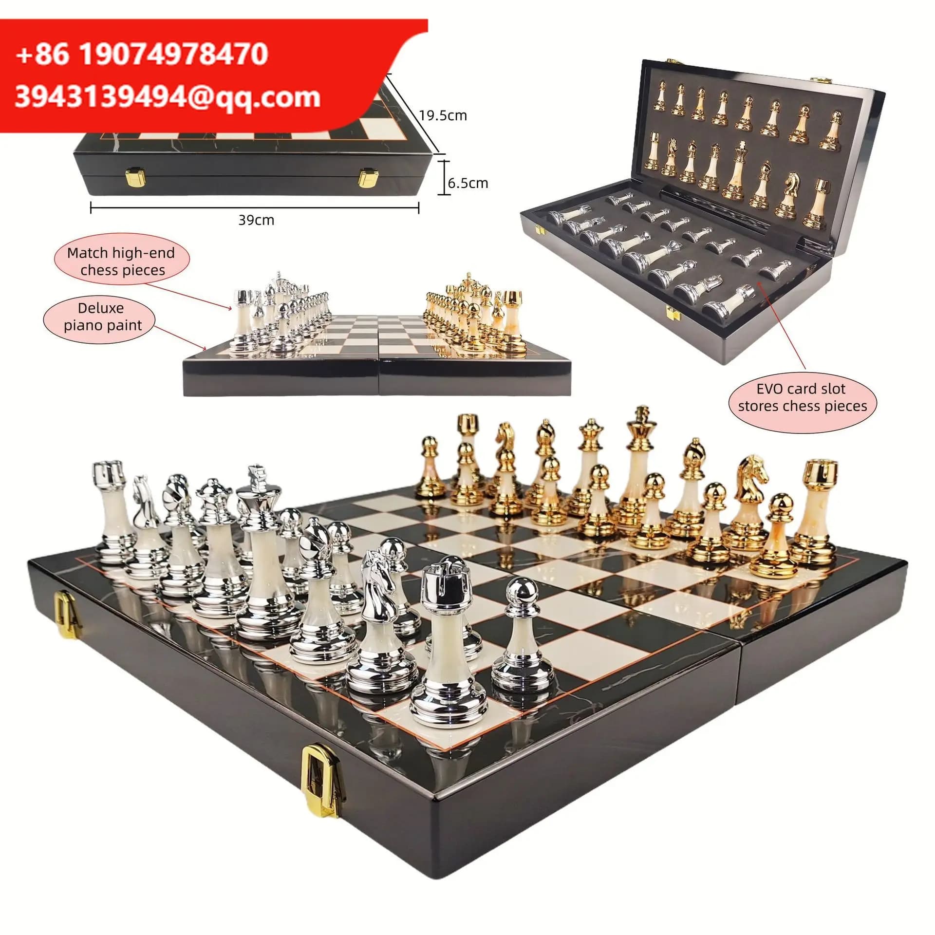 Set di Scacchi in Acrilico di Alta Gamma, Scacchiera Pieghevole da 15 Pollici con Design Moderno per Uso Interno, Unisex, Marca Dongguan Anma
