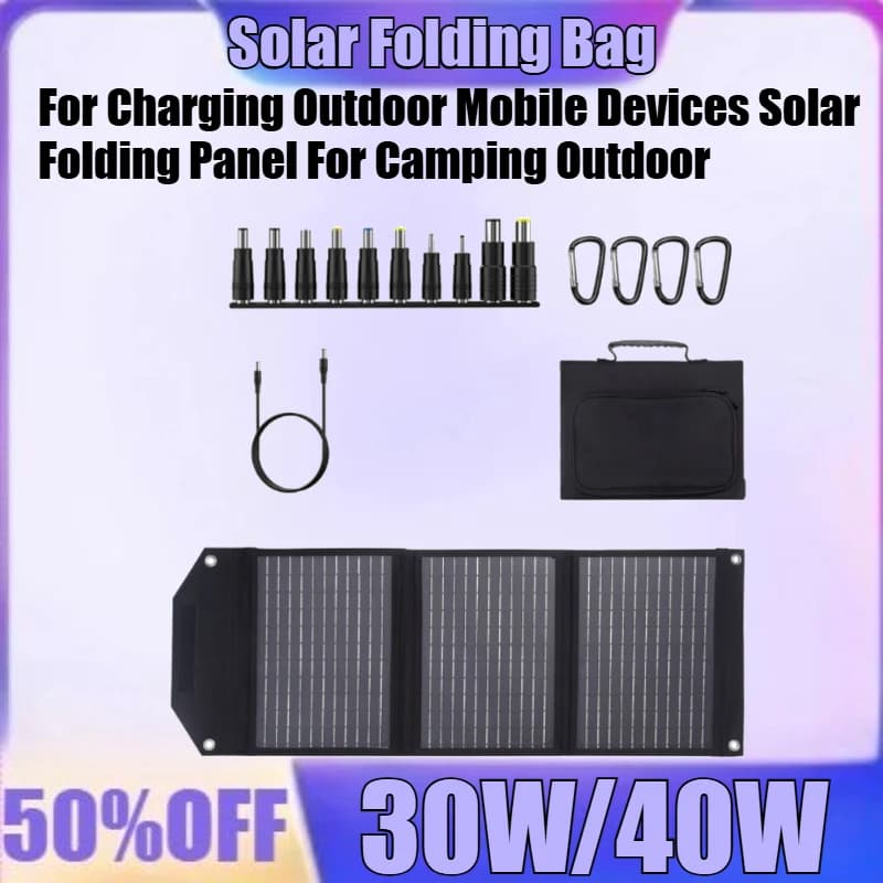 Nuova borsa pieghevole solare da 30 W/40 W, per caricare dispositivi mobili esterni Pannello pieghevole solare per campeggio all'aperto