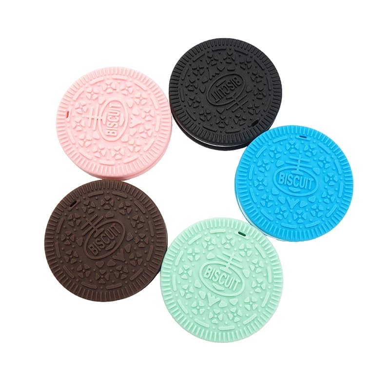 Chenkai 10 Pezzi Massaggiagengive in Silicone a Forma di Biscotto, Cartone Animato, Senza BPA, Accessorio Fai-da-te Masticabile per Collana, per Bambini