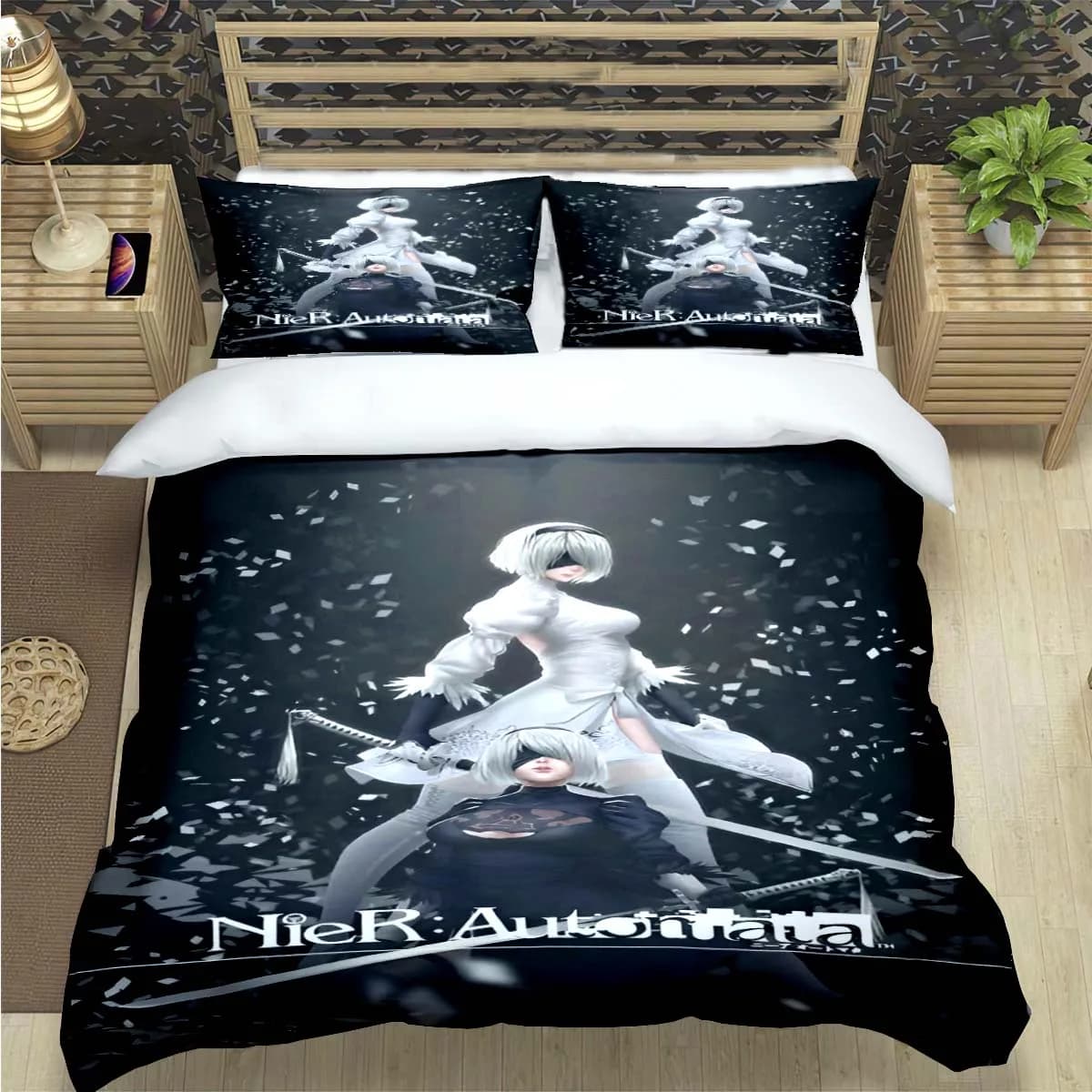 Famoso ruolo cinematografico A-Automata Nier Stampa Set di biancheria da letto Set di forniture per letto Set di trapunta Set di adolescenti Ragazze Cartoon Twin Single Kid Gift