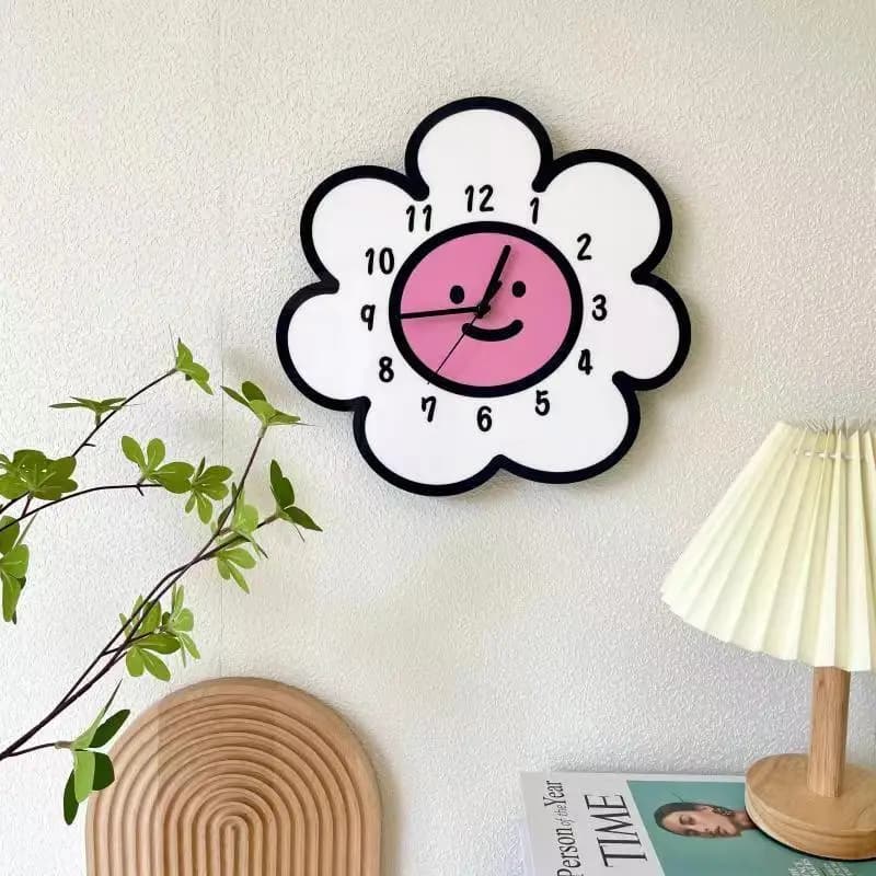 Orologio da Parete Decorativo Silenzioso con Fiori e Cartoni Animati da 30cm per Soggiorno e Camera da Letto - Orologio Semplice per la Casa