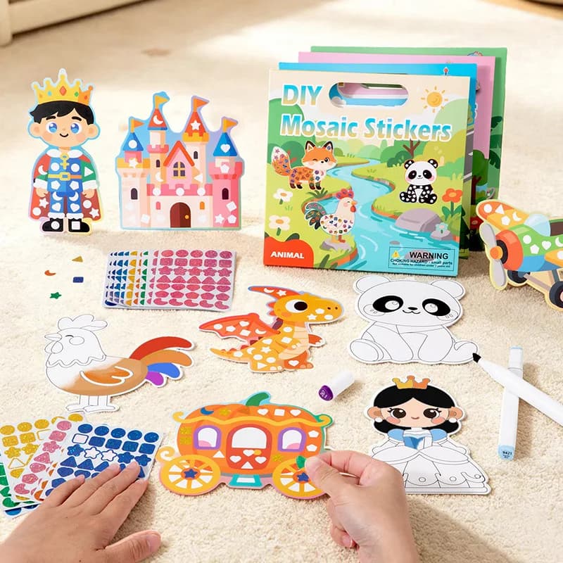Princess Animal Traffic DIY Mosaic Stickers Mirror DIY Craft For Kids Sticker Paintable Graffiti Educational Toys