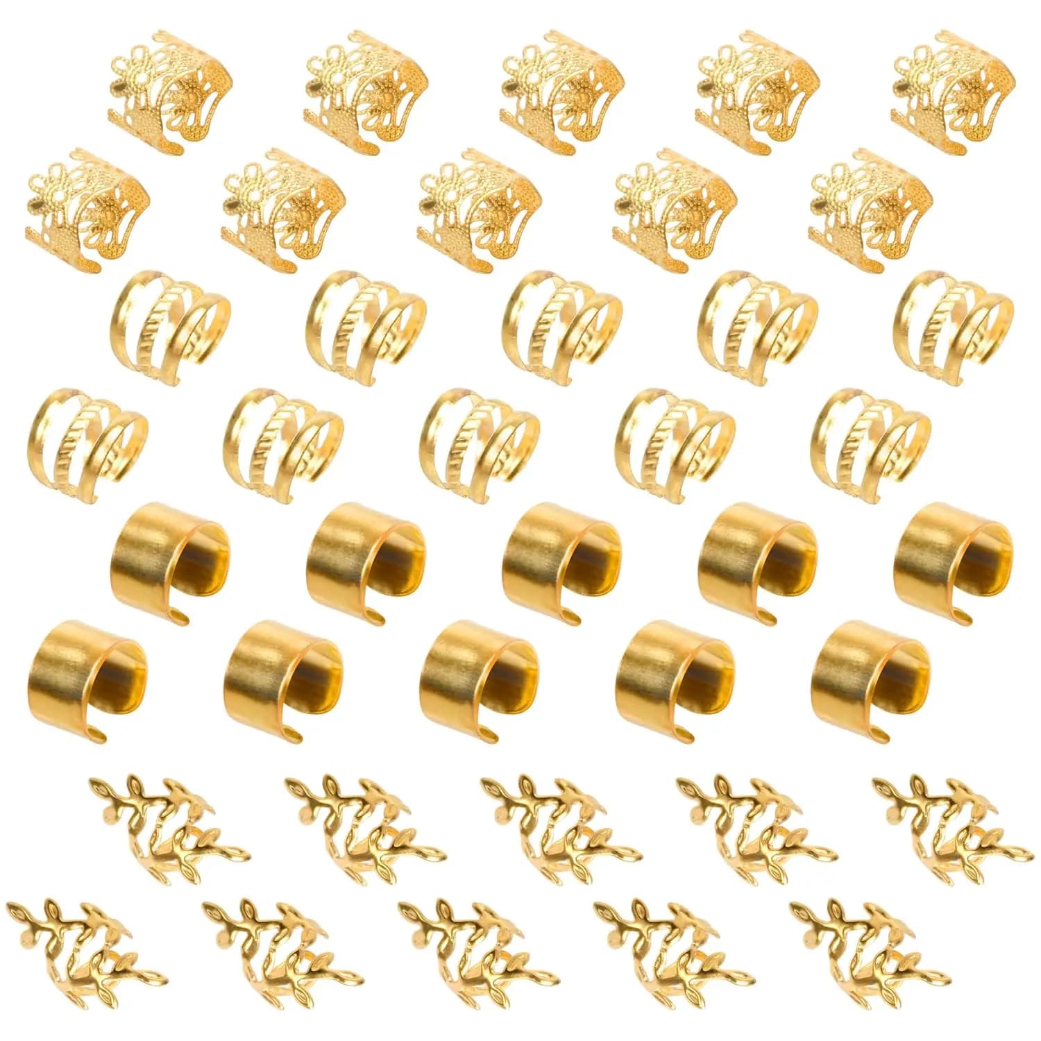 Gold Hair Braids Dreadlock Non-Piercing Ear Clip Beard Cuffs Clip Hair Accessories Styling Fashion