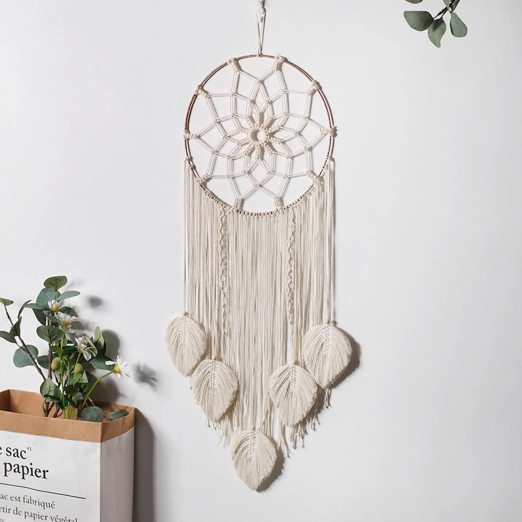 AS63-Macrame Dream Catcher Large Wall Hanging Handmade Dream Catcher Boho Tassels For Bedroom Living Room Decoration Gift