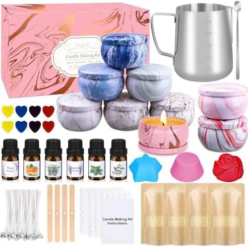 Kit Fai-da-Te per la Creazione di Candele per Adulti – Kit Completo in Cera d'Api con Oli Essenziali e Accessori