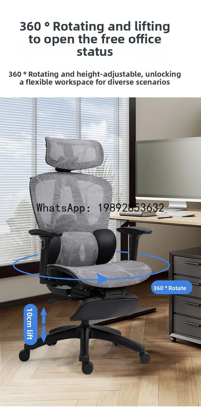 Sedia da Ufficio HYS per Computer, Sedia Ergonomica da Gaming con Schienale per Lunghe Sessioni, per Casa e Studio