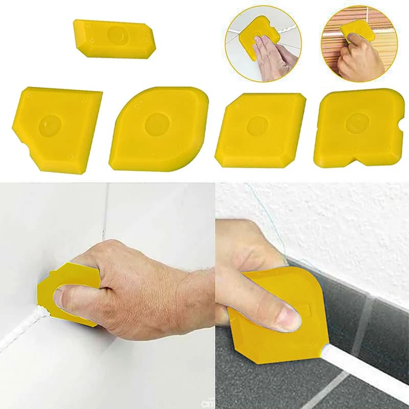 Set di 5 Raschietti per Sigillante, Spatole per Rimozione Silicone e Stucco, Strumenti per Finitura e Pulizia