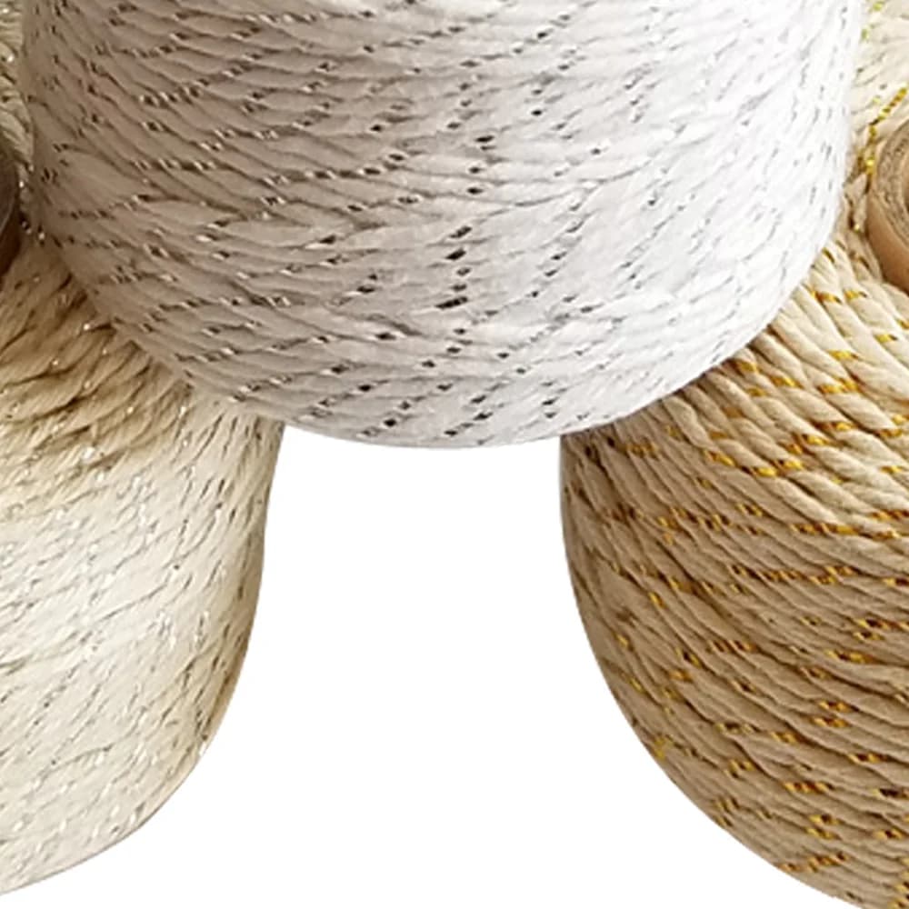 100m/roll Natural Cotton Yarn with Metallic Twine Cords Macrame Rope String Thread for Packing Decoration And DIY Projects