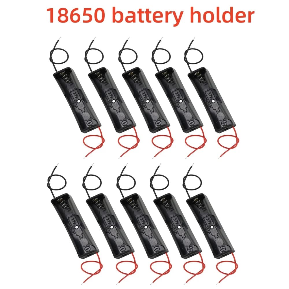 10pcs 18650 Power Bank Cases 3.7V Battery Case Holder Storage Box 1 Slot Battery Container With Wire Lead Battery Storage Boxes