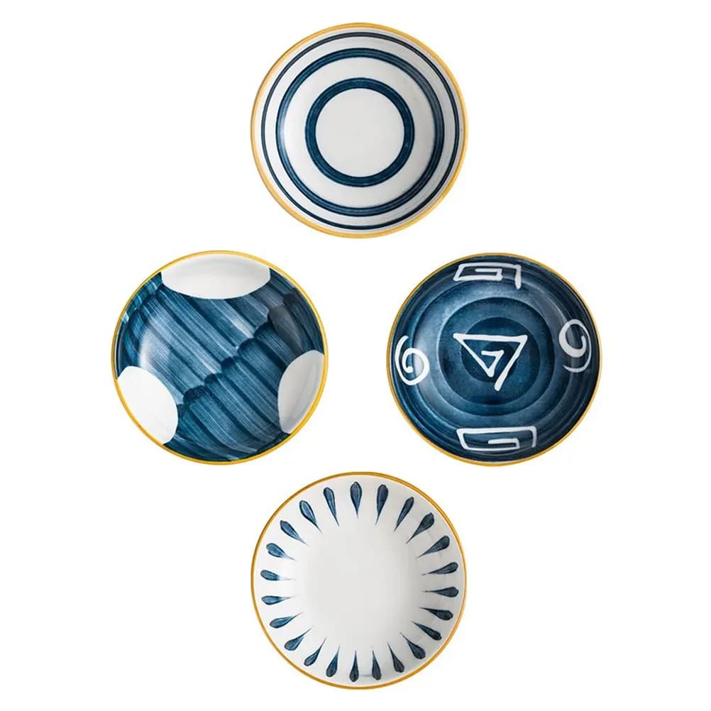 Set di 4 Ciotoline in Ceramica per Salse, Piccole Ciotole per Condimenti, per Salsa di Soia, Aceto, Sale, Zucchero, Spezie, Antipasti
