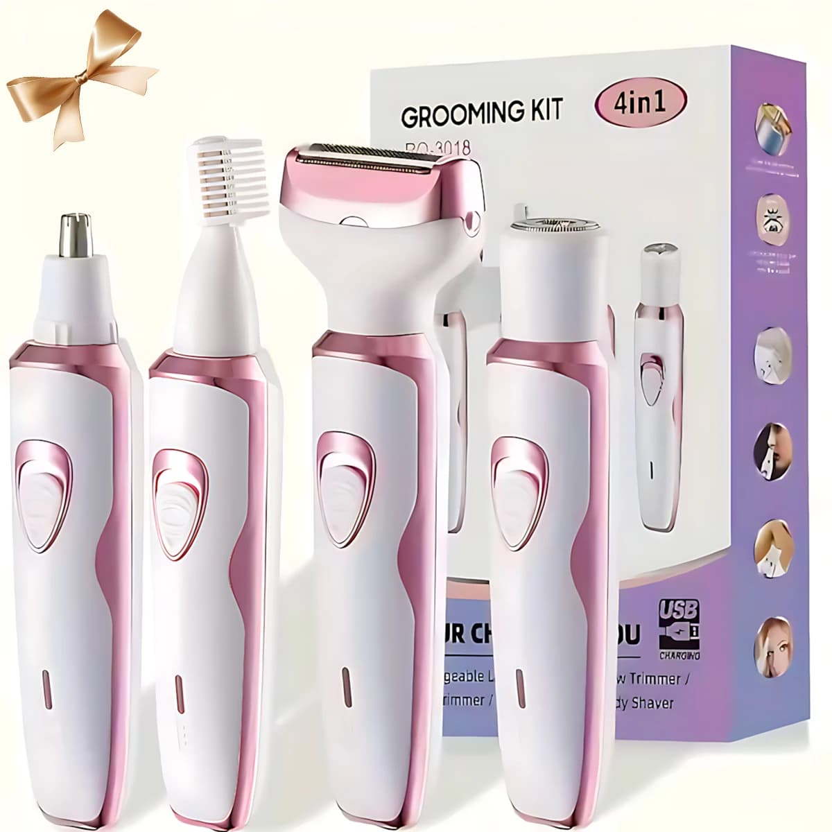 Women's Electric Haircutting Kit 4 IN 1 for Axillary Arm Leg Bikini Eel Hair Eyebrow Kit for Haircutting