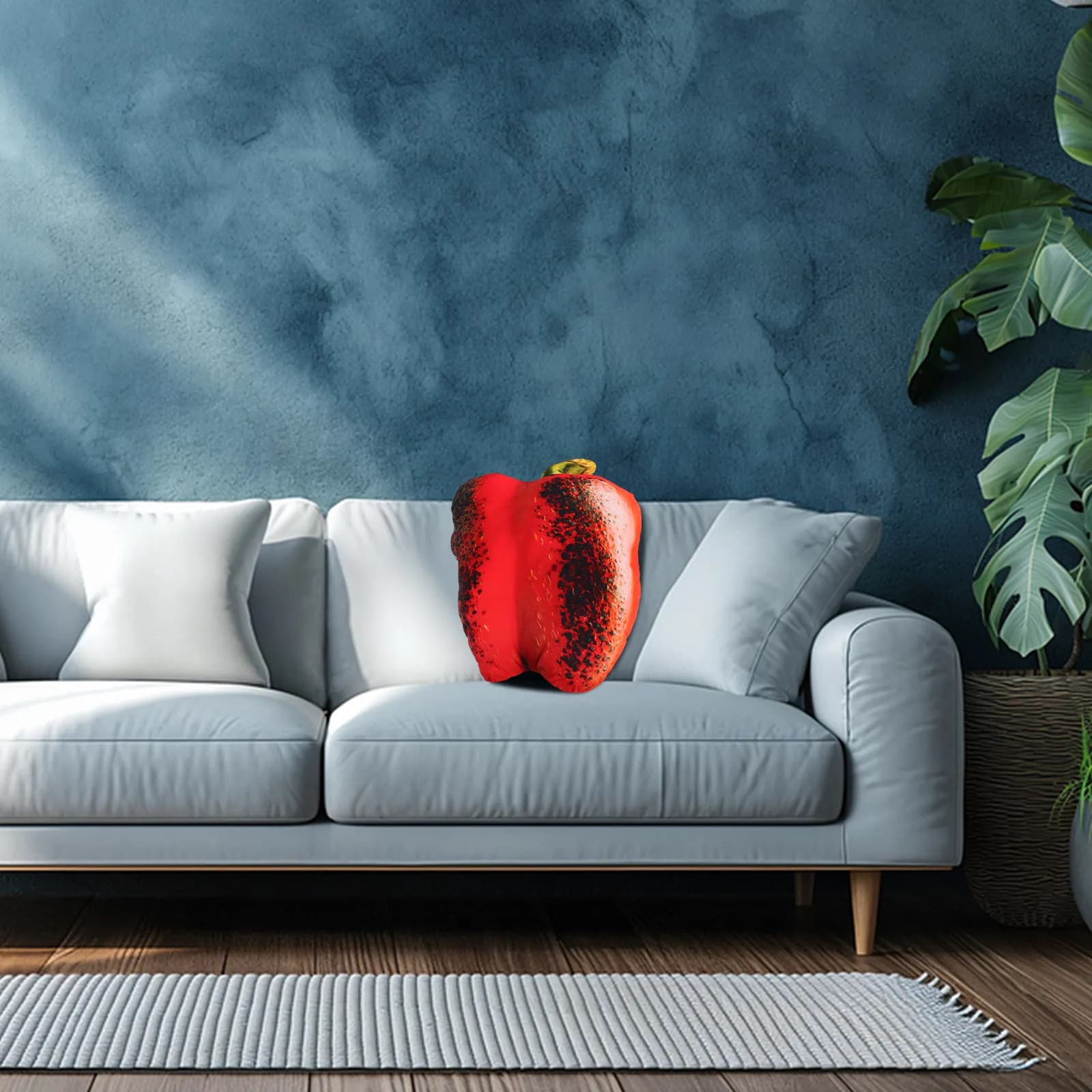 Cuscino a Forma di Peperone Rosso Grigliato, Ultra Morbido e Peluche, per Divano, Sedia, Letto, Supporto Lombare, Decorazione Casa, Divertente Forma di Cibo