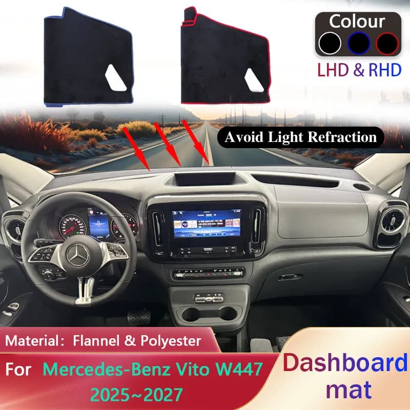 Car Dashboard Cover for Mercedes-Benz Vito W447 2025~2027 2026 Liner Mat Sunshade Dashmat Carpet Rug Pad Accessories