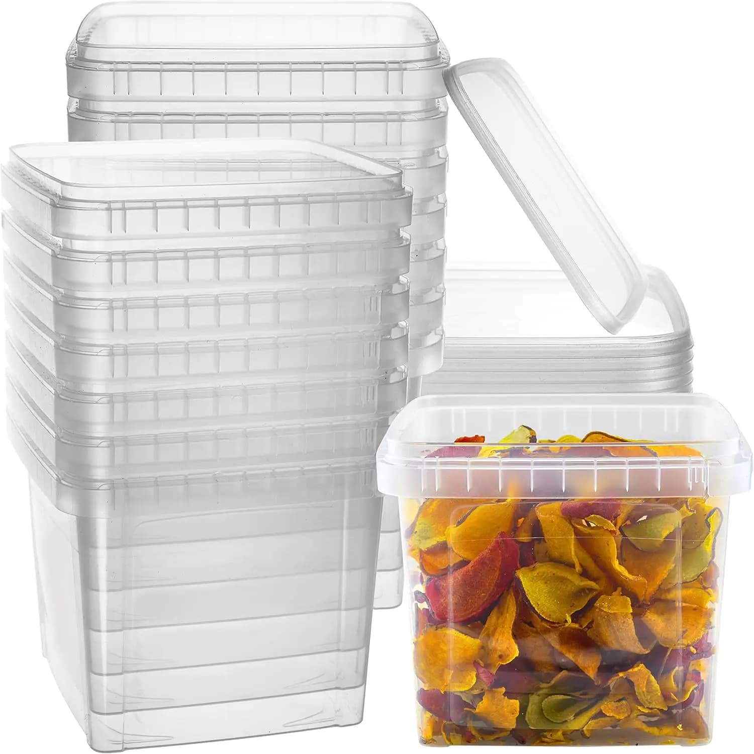 Confezione da 20 Contenitori Quadrati Trasparenti Monouso da 64 oz con Coperchi Ermetici, Senza BPA, per Preparazione Pasti e Cucina