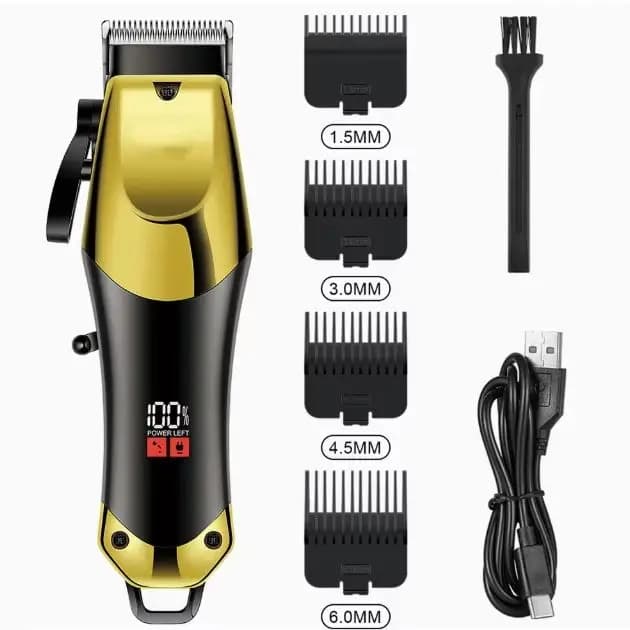All-in-One USB Rechargeable Hair Clipper Set for Men - Complete with Trimmer, Oil & Guide Combs | Cordless & Washable