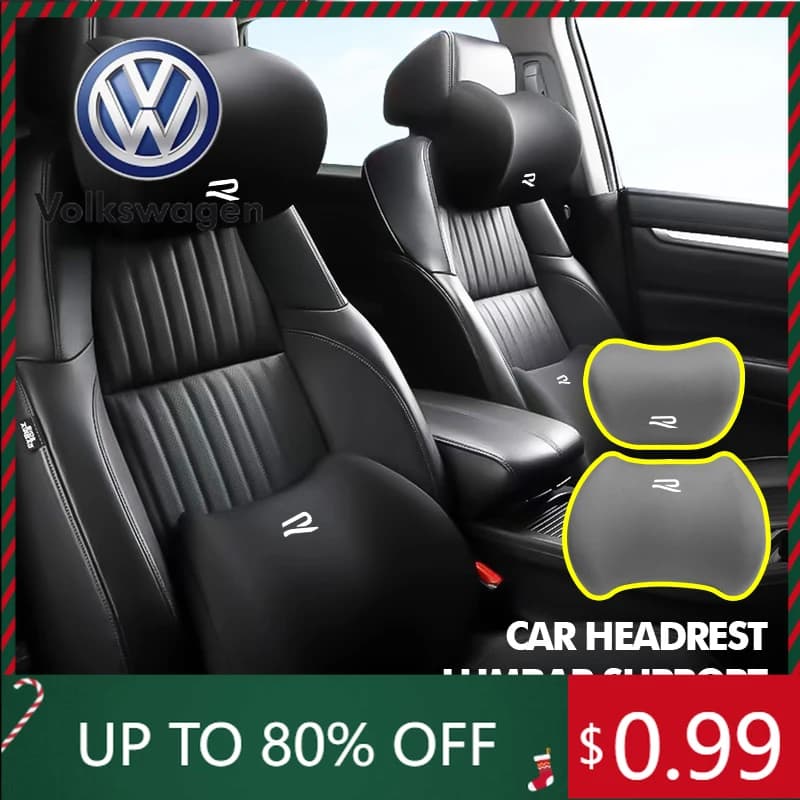 Cuscino Poggiatesta e Supporto Lombare per Auto Volkswagen VW 2026 - Compatibile con VW Beetle, CC, B5, B6, B7, EOS, G