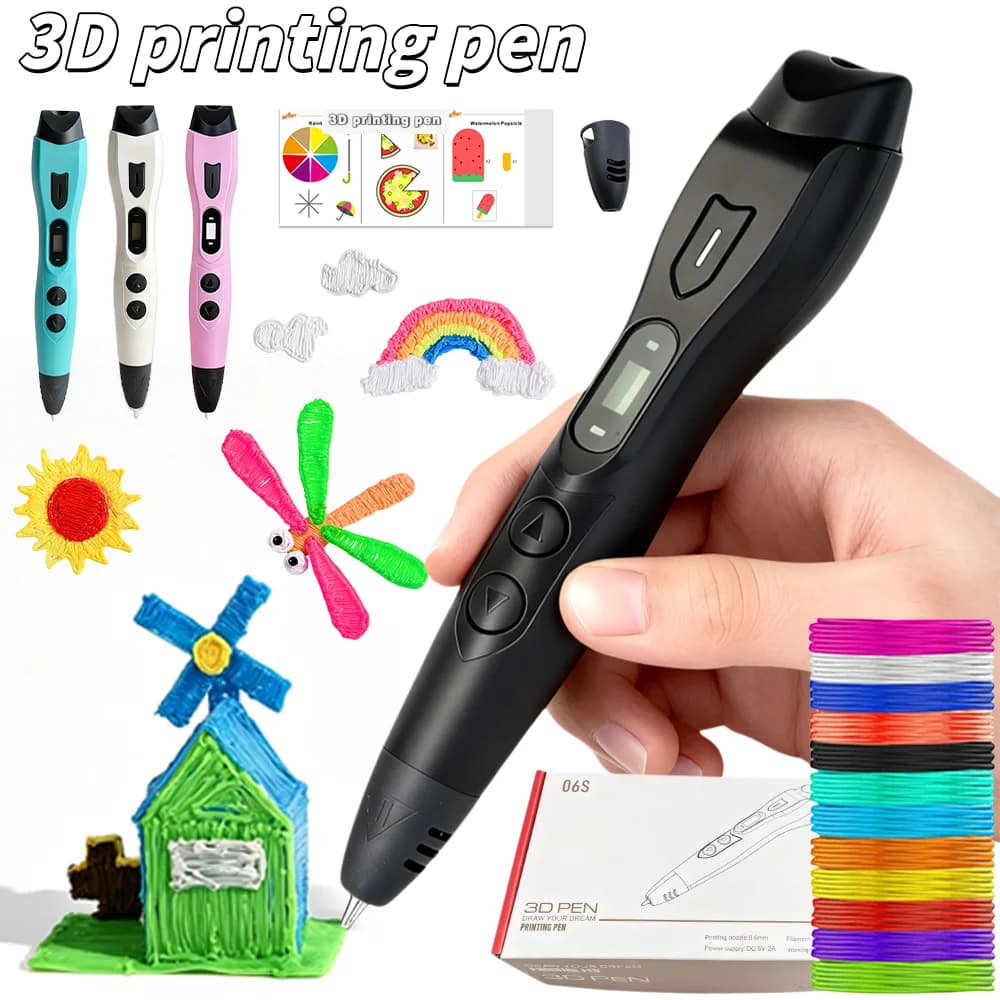 3D Drawing Printing Pen With 50M 100M 200M PLA Filament 3d Pen Set For Kids Chidren Birthday Christmas New Year Creative Gift