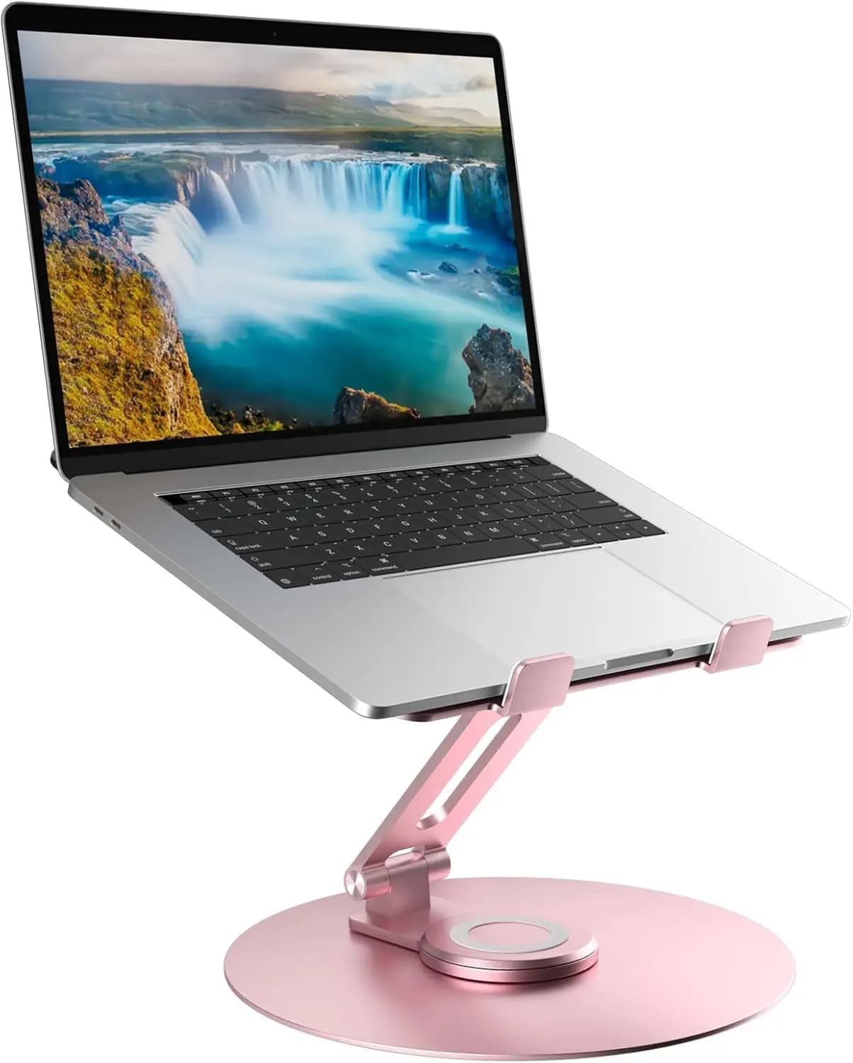 Supporto Girevole Regolabile per Laptop con Rotazione a 360° ° Design ergonomico pieghevole e girevole per laptop da 10-17 pollici in rosa
