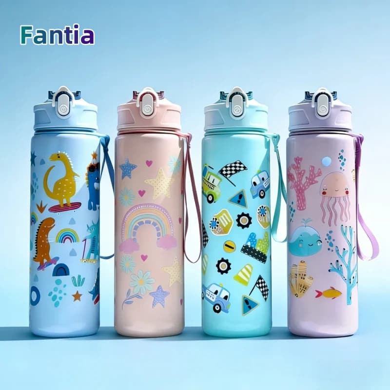 Dinosauro Arcobaleno Straw Mug Cute water bottle Outdoor camping Picnic Reusable light cup Outdoor tableware 750ML Sealing