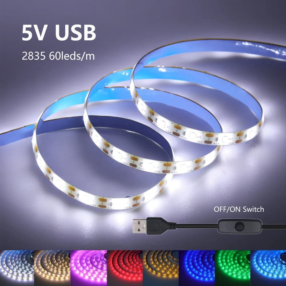 5V USB Led Strip Light SMD 2835 60Leds/m Nastro flessibile TV Sfondo Illuminazione 1M 2M 3M 5M LED String Light Room Decor