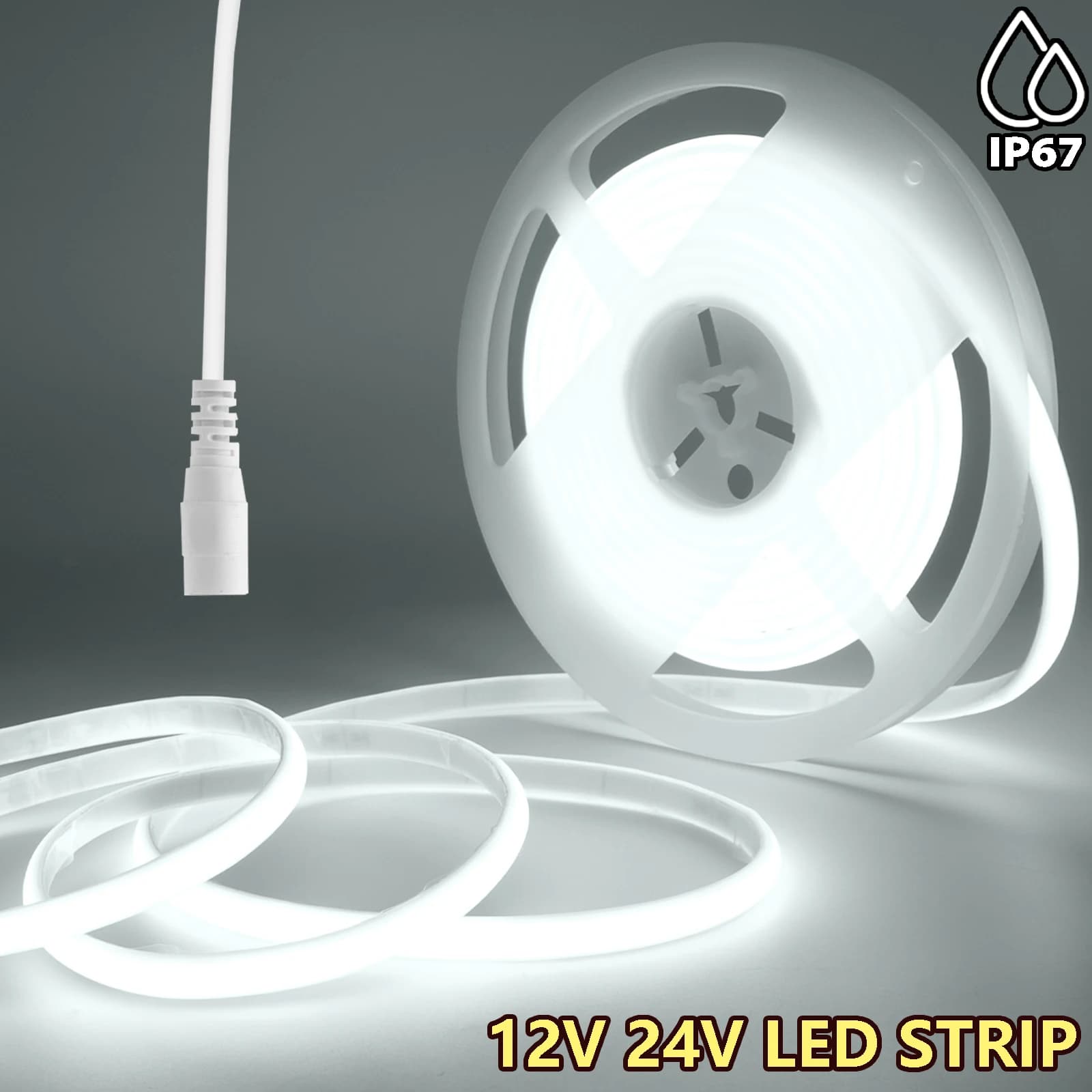 Flexible DC 12V 24V COB LED Neon Light Strip Waterproof IP67 3000K 4000K 6000K Linear Lighting for Outdoor Garden Home Decor