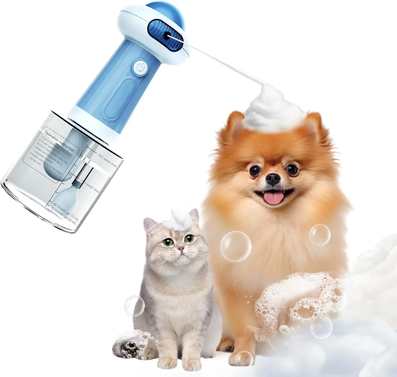 Doccia Elettrica Impermeabile per Cani con Dispenser Automatico di Sapone, Schiumogeno per Shampoo a Ricarica Magnetica, Macchina per Bolle per Animali Domestici