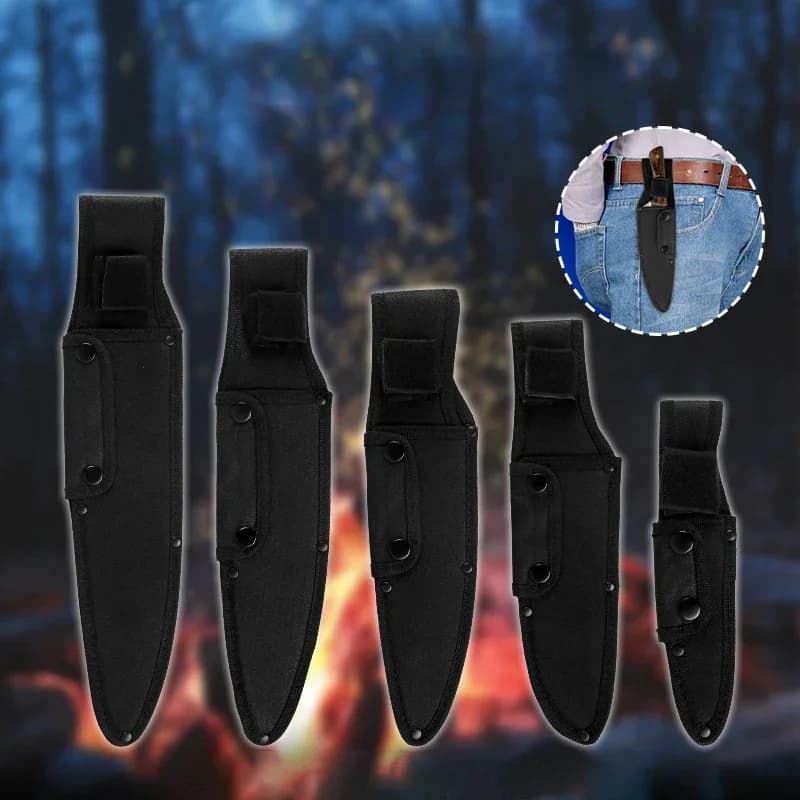 Coltello pieghevole nero Fodero per attrezzi Torcia elettrica Supporto per custodia con anello per cintura Fodero Oxford impermeabile Tasca per attrezzatura da esterno per campo da caccia